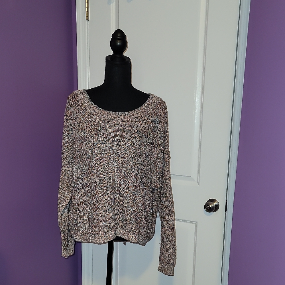 Express Women's Knit Cut Out Back Oversized  Sweater - Multicolor Sz: S